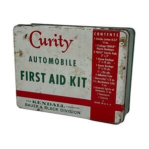 Curity Automobile First Aid Kit Vintage Medical Kendall Company Gauze Bandage